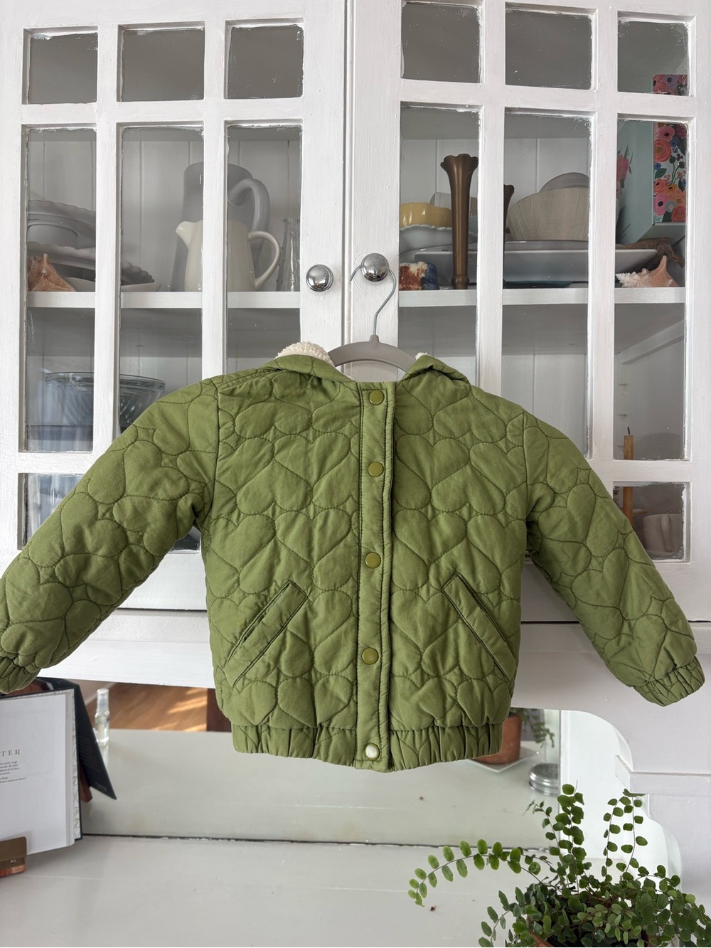 Old Navy Olive Green Quilted Hooded Puffer Jacket